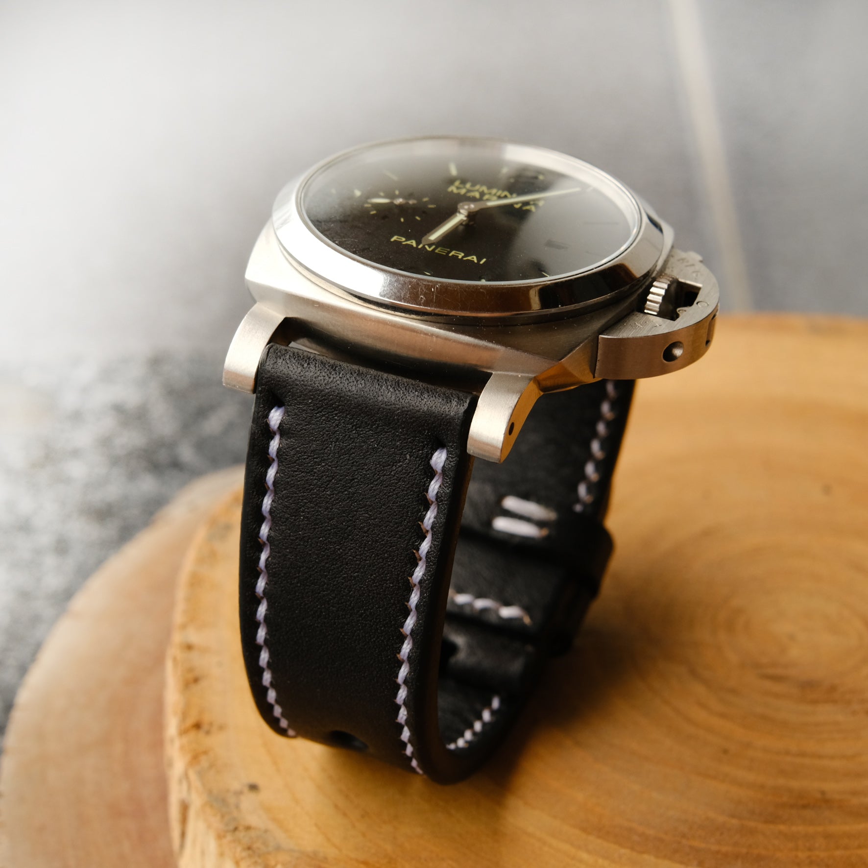 Panerai Black Leather Strap For Officine Panerai Luminor Marina