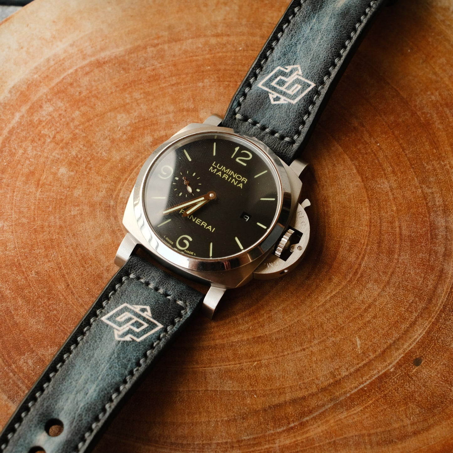 Panerai Straps With PAM Logo Panerai WatchBand For Officine Panerai Luminor Marina Radiomir PAM 22mm 24mm 26mm Band Handmade Leather Strap - ruslieco