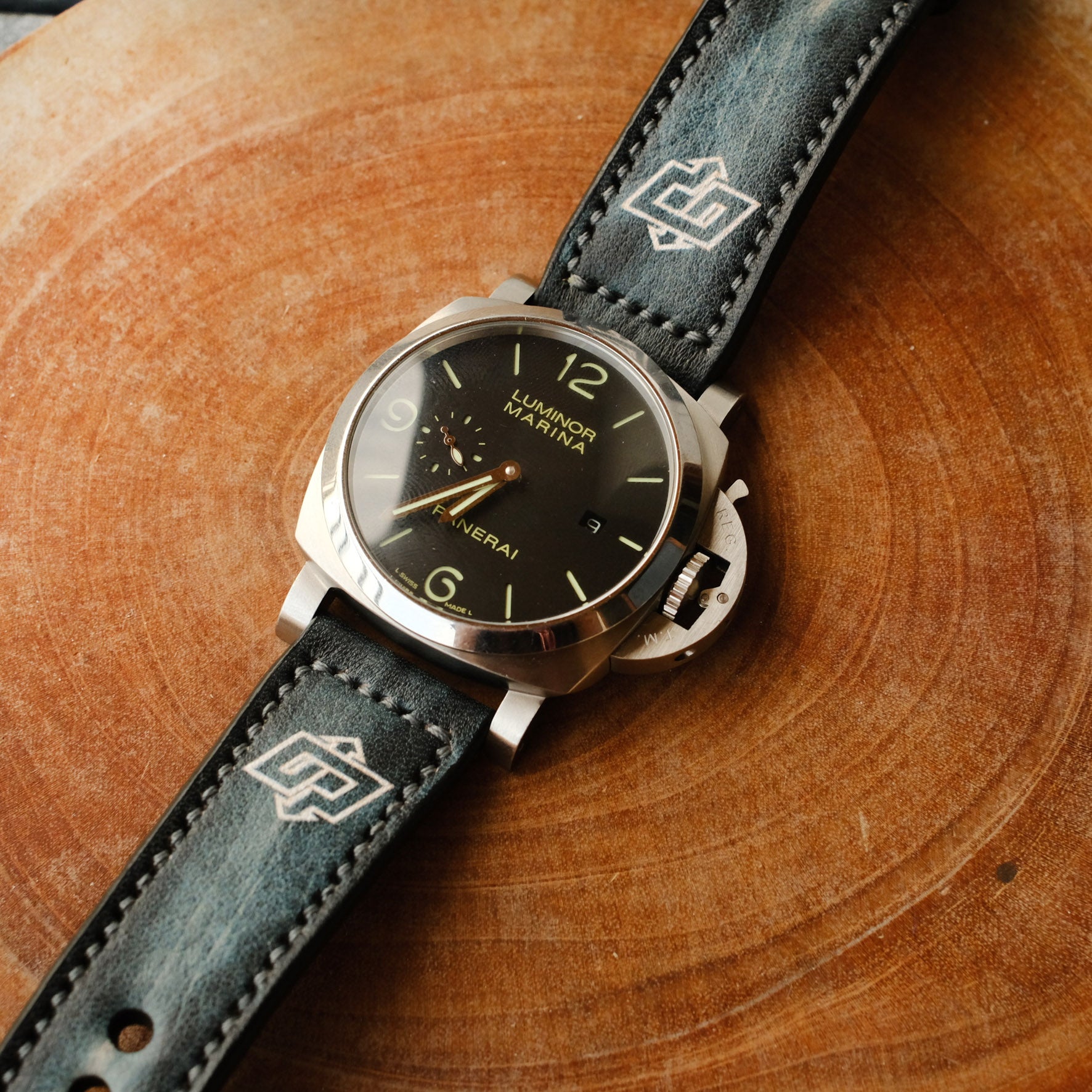 Panerai Straps With PAM Logo Panerai WatchBand For Officine Panerai Luminor  Marina Radiomir PAM 22mm 24mm 26mm Band Handmade Leather Strap