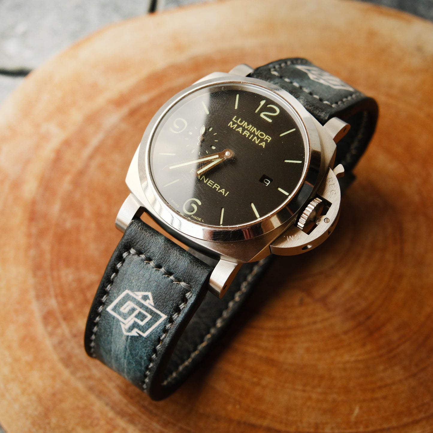 Panerai Straps With PAM Logo Panerai WatchBand For Officine Panerai Luminor Marina Radiomir PAM 22mm 24mm 26mm Band Handmade Leather Strap - ruslieco