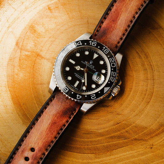 vintage rolex brown leather strap