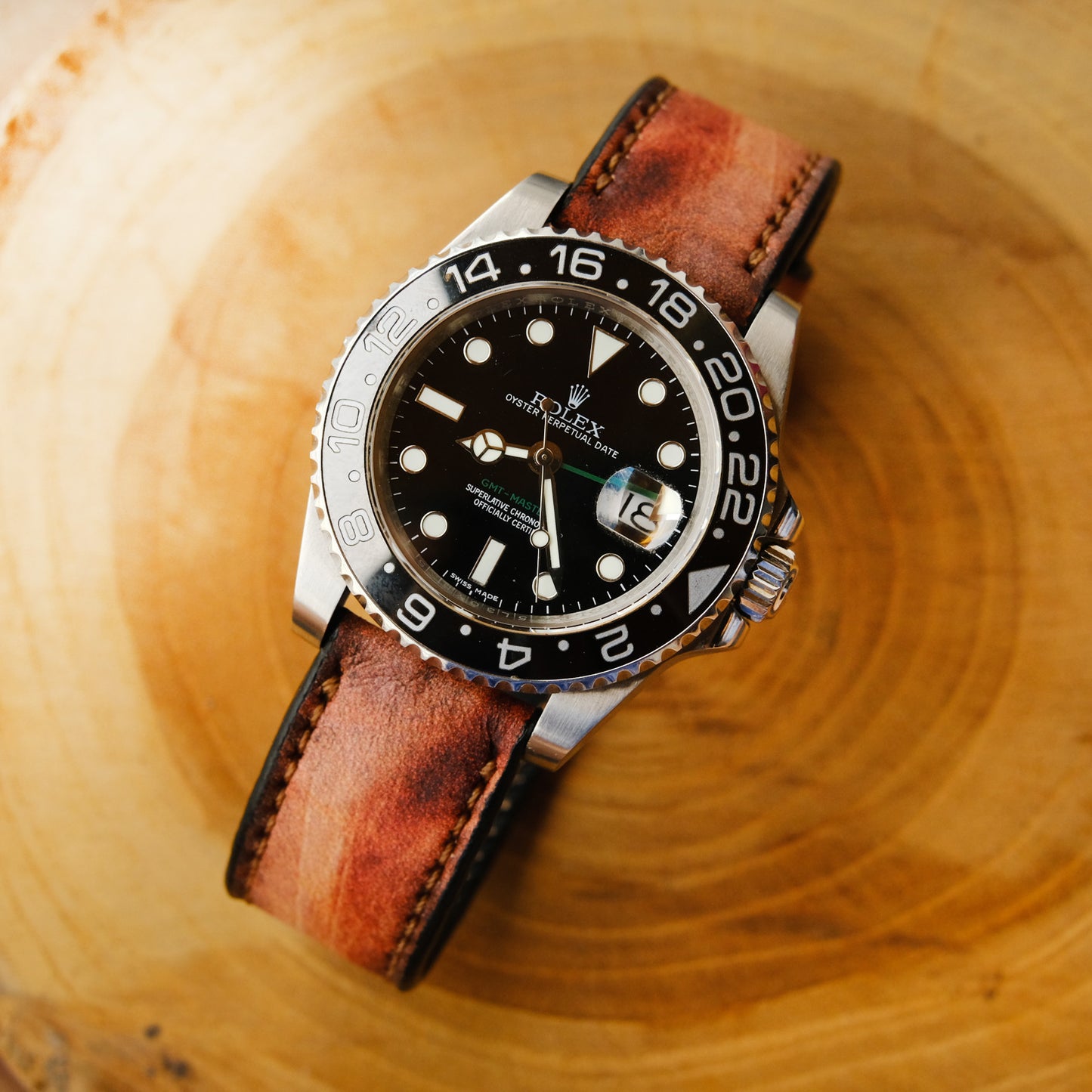 rolex day date brown leather strap