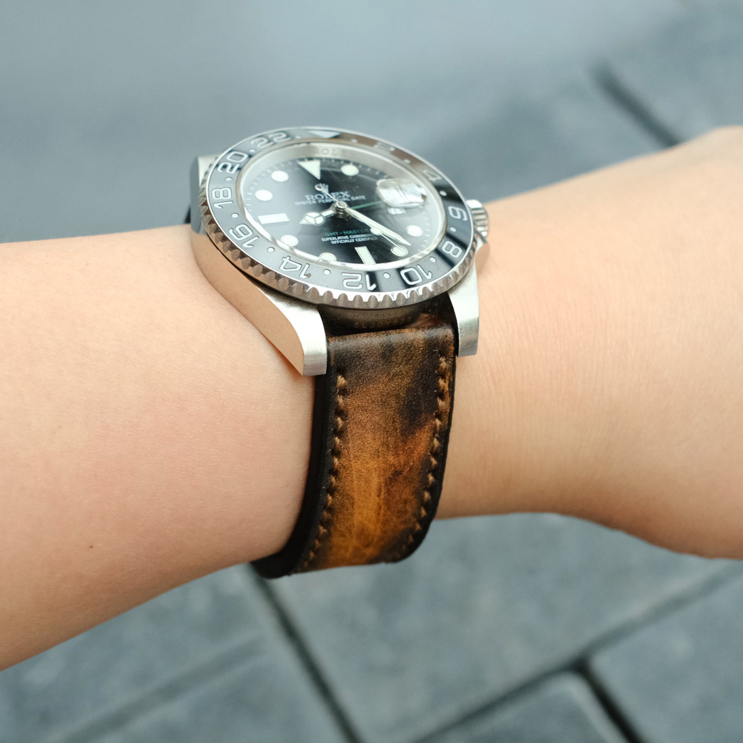 rolex daydate brown leather strap