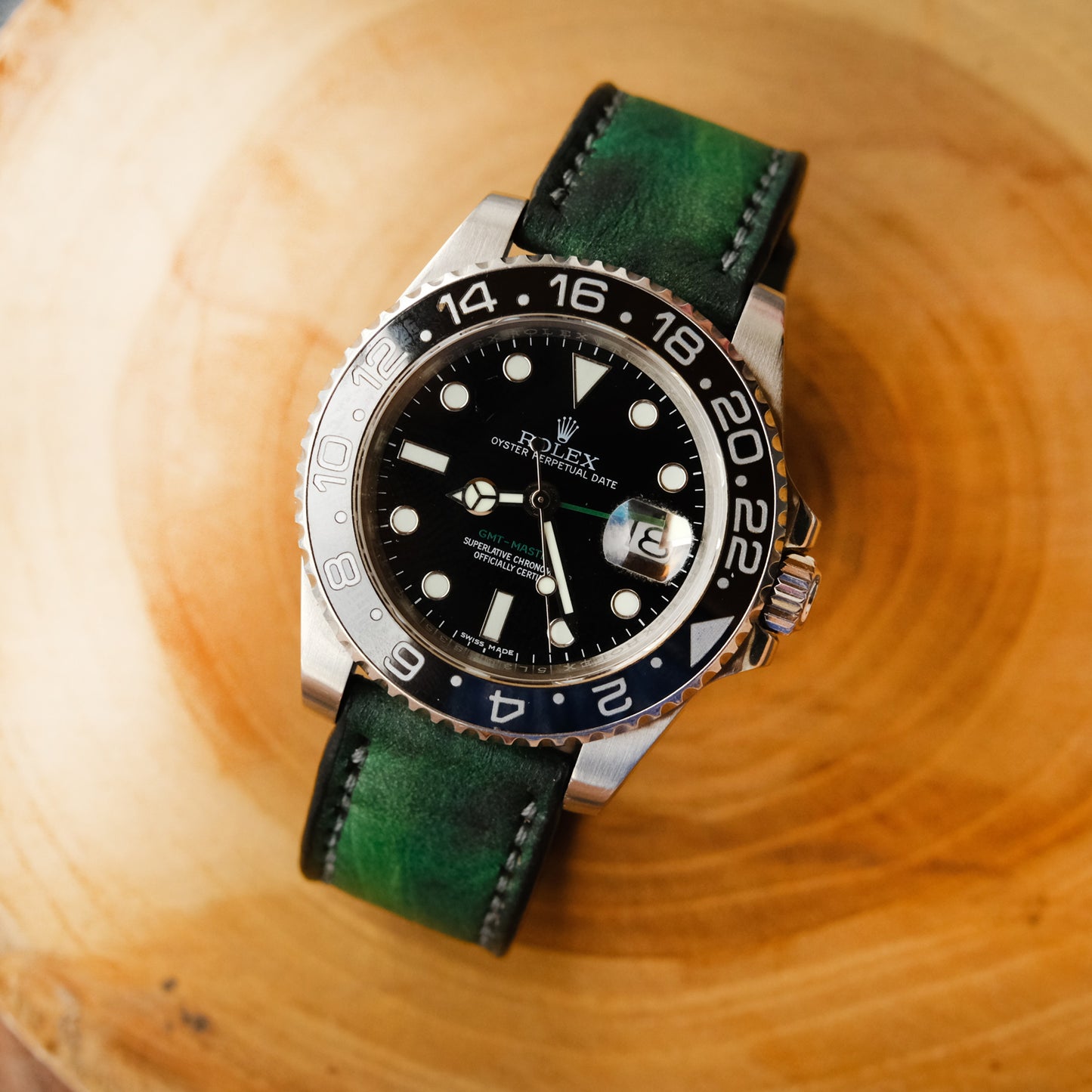 rolex green submariner leather strap