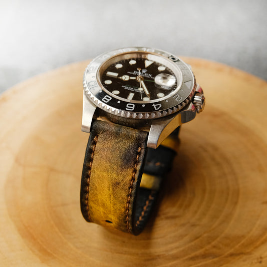 Yellow leather rolex strap