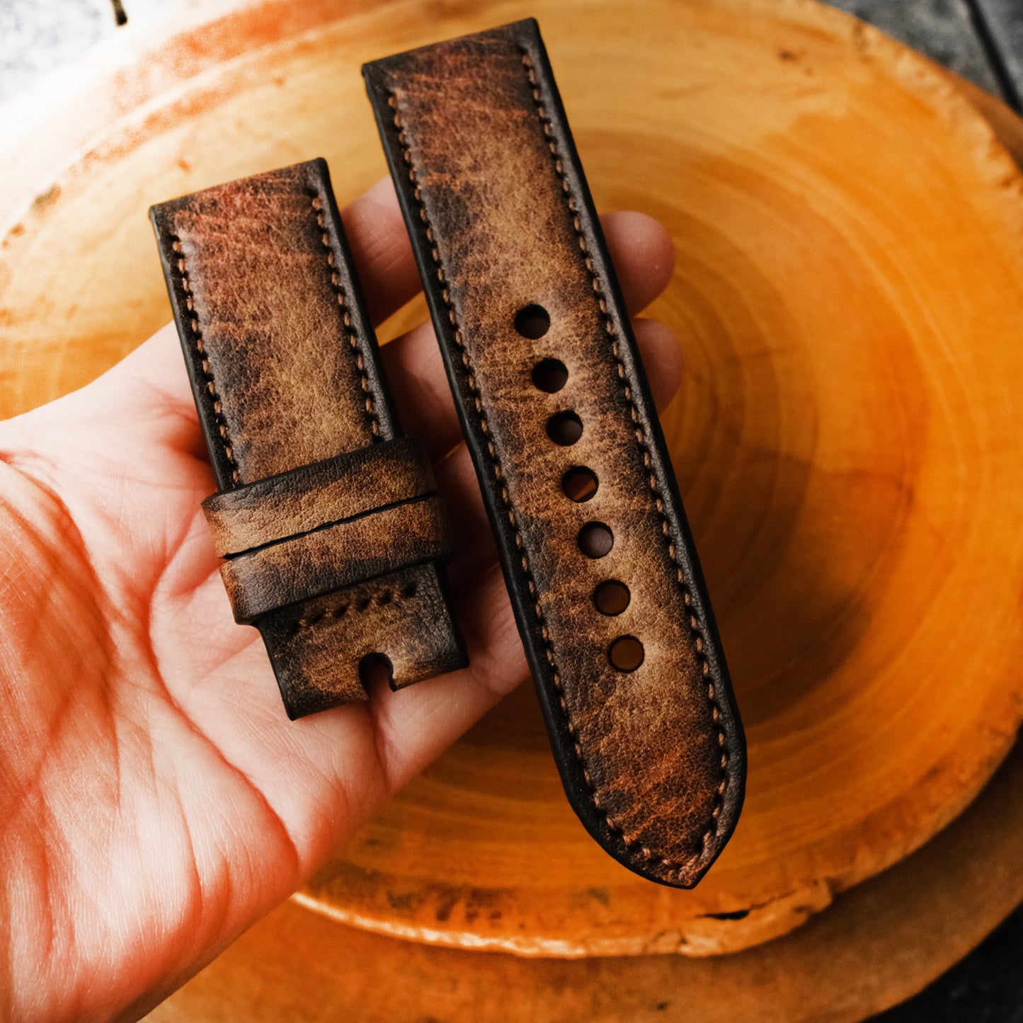 Brown leather vintage straps