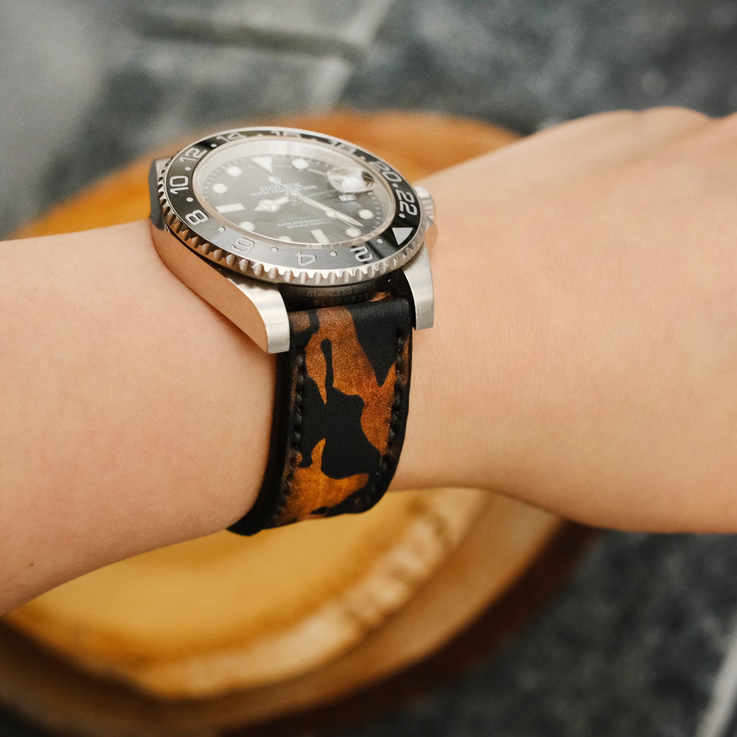 camo rolex strap brown