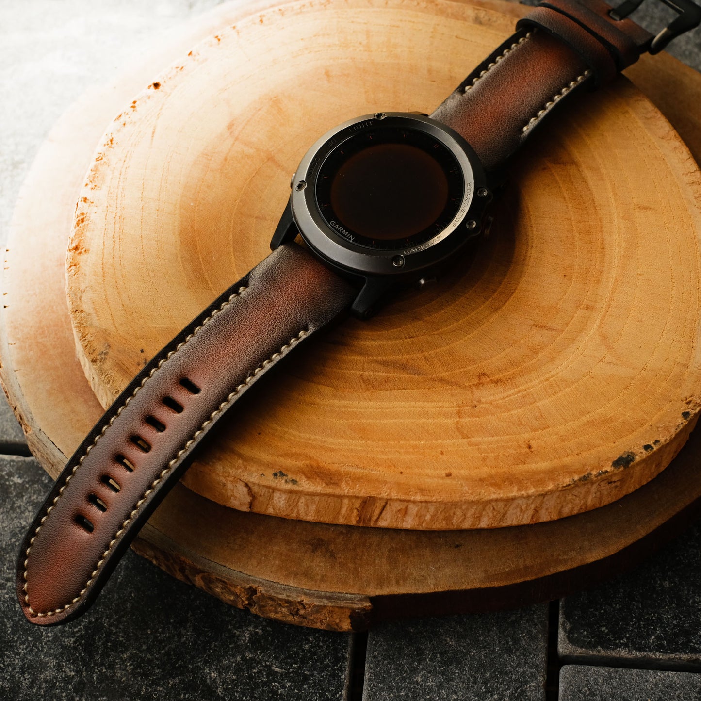 dark brown leather strap for garmin