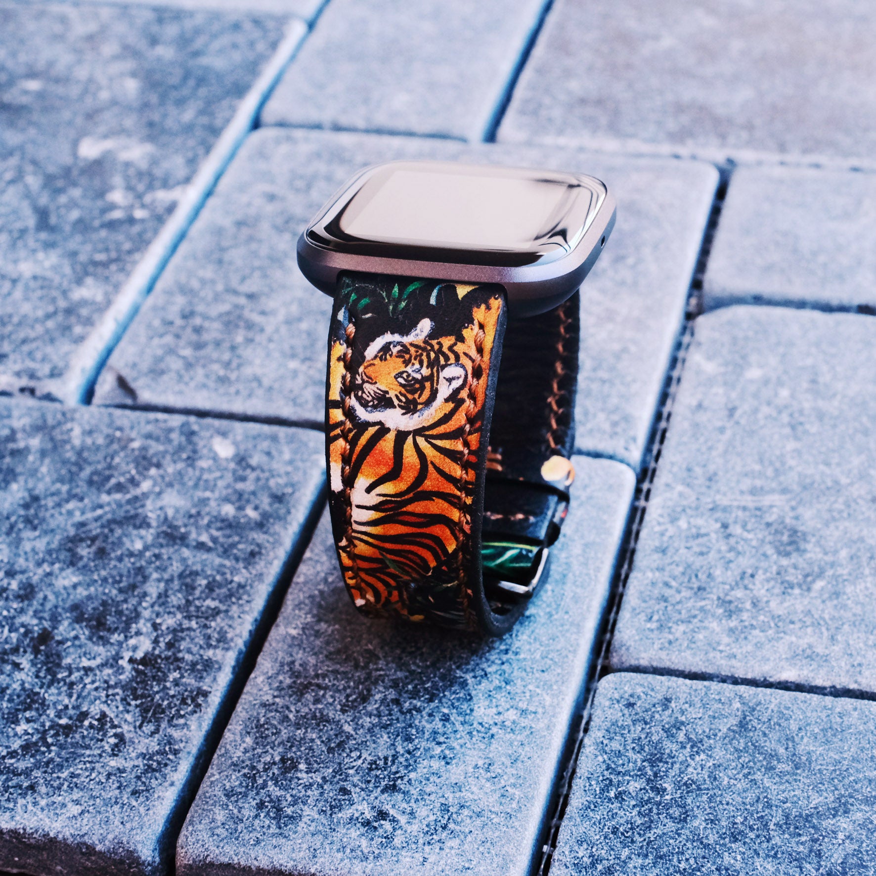 tiger watch band on fitbit watch