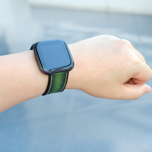 green leather for fitbit watch