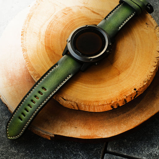 green leather strap for garmin