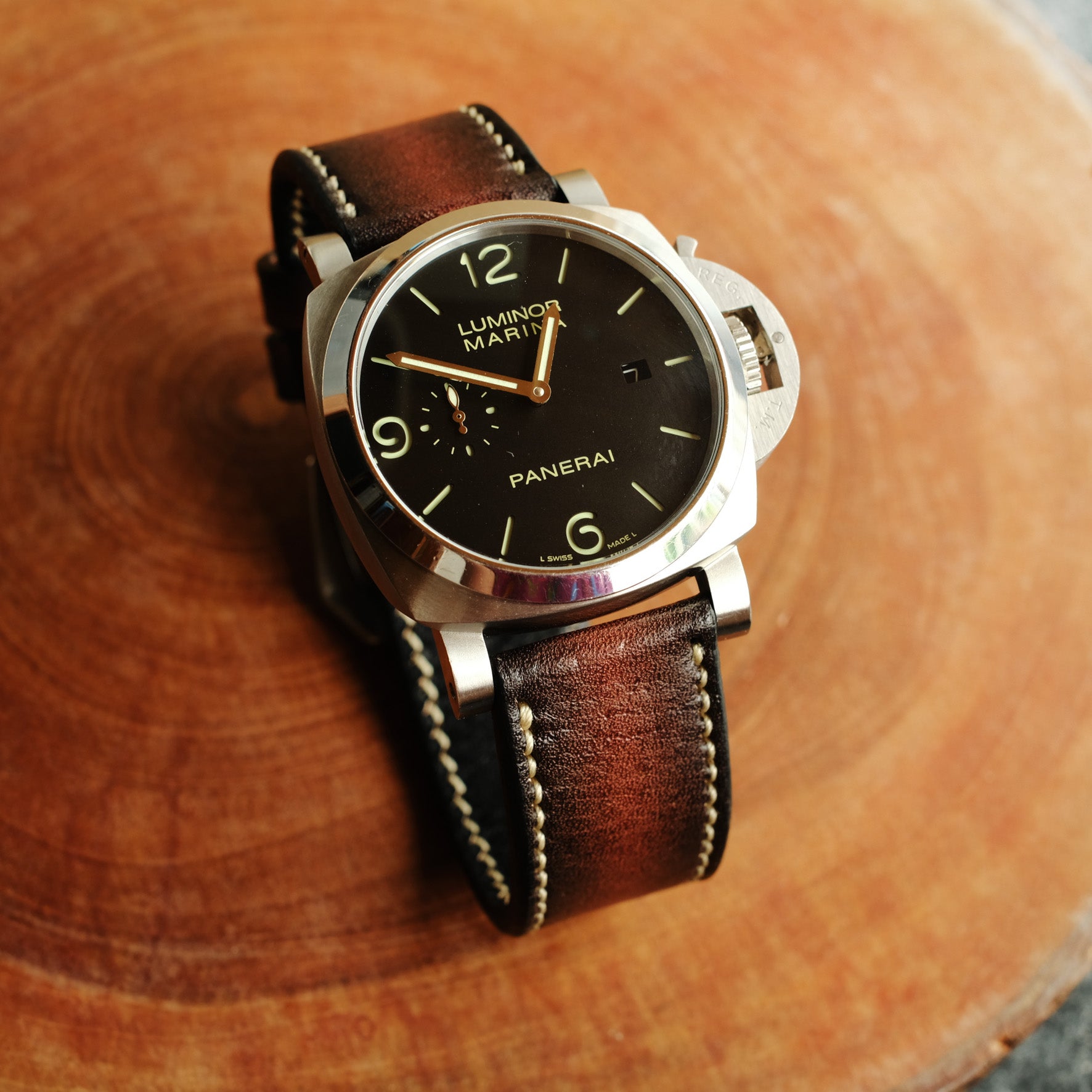 Panerai watch strap Panerai Brown Strap For Officine Panerai Luminor Marina Radiomir PAM 22mm 24mm 26mm Band Handmade Leather Straps - ruslieco