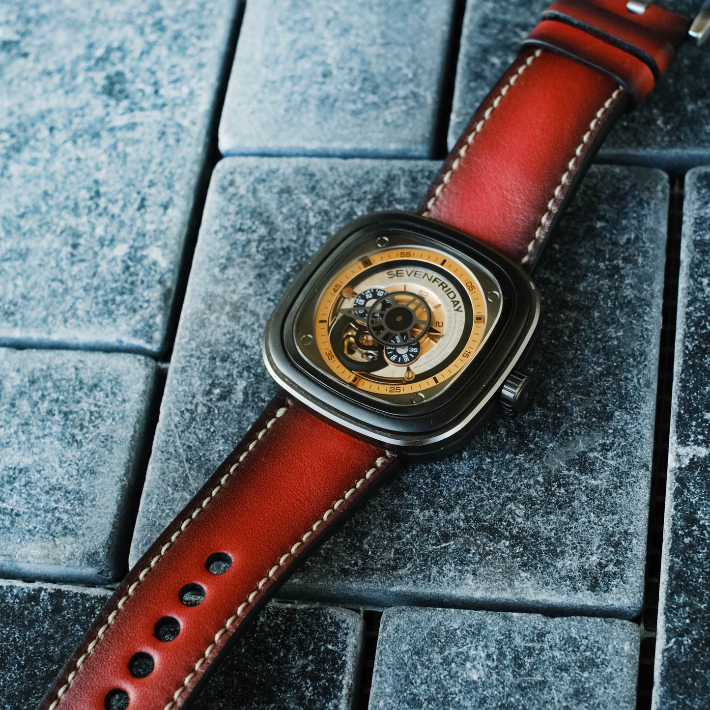 deep red sevenfriday strap